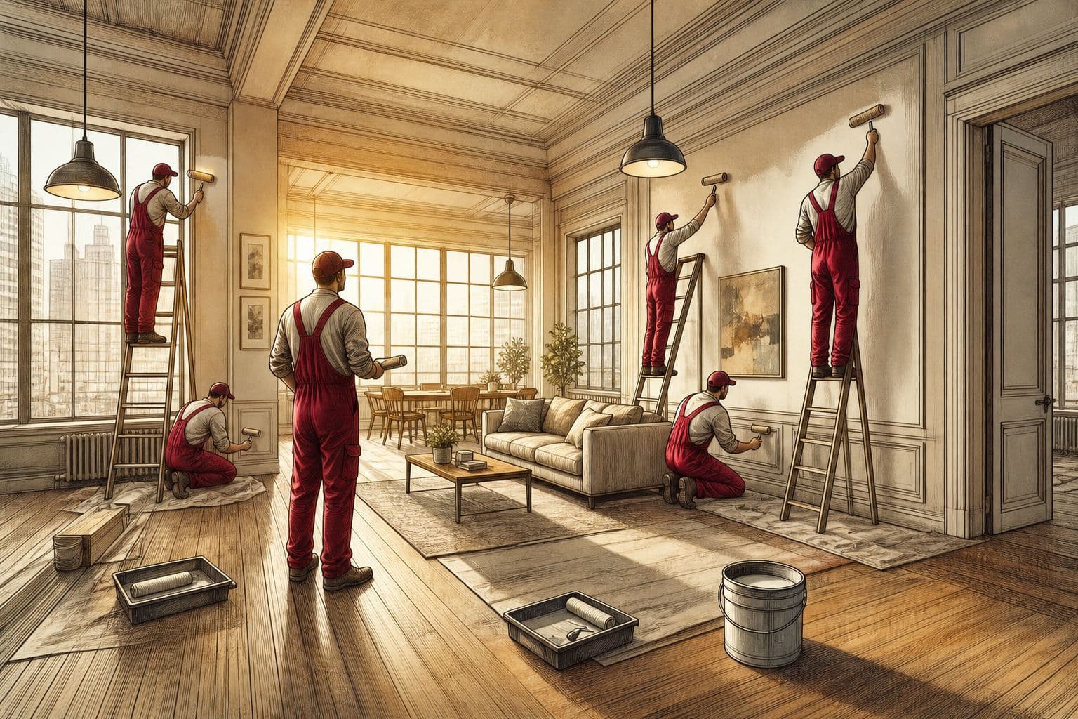 Painting walls after water damage restoration