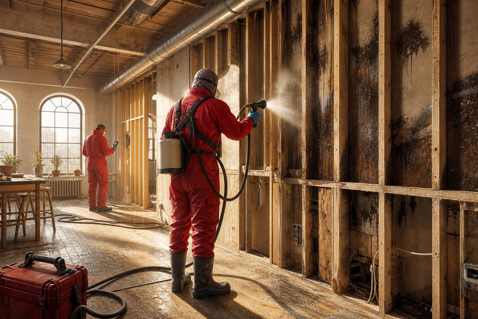Attic moisture and mould inspection after a roof leak